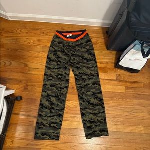 KULE camp sweat pants with ribbed blue and orange top band SMALL